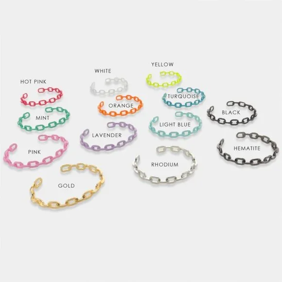 NEW Enamel Paperclip Chain Cuff Bracelet - Picture 5 of 6